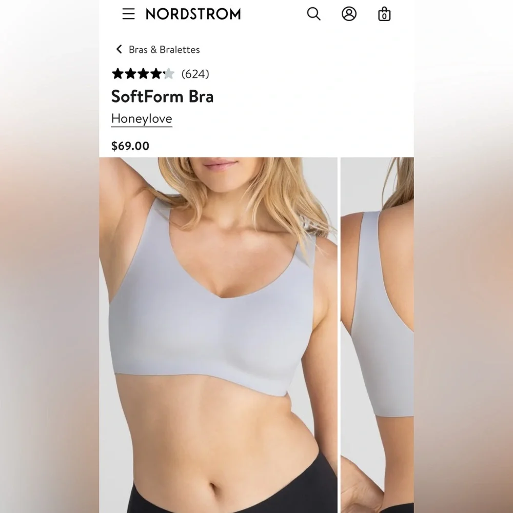 Honeylove SoftForm Bra Seamless Light Gray Large Unlined Wire Free Wide Straps